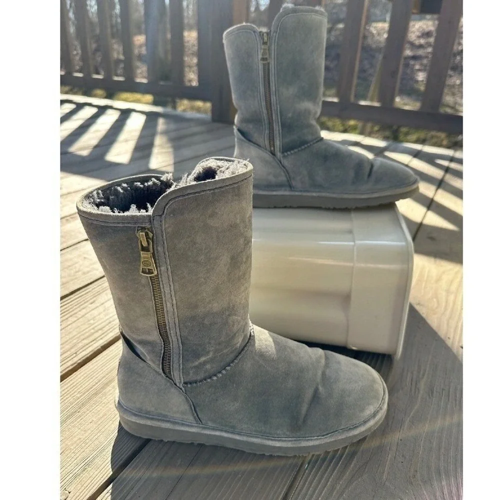LAMO Suede Boots Winter‎ Gray Leather Faux Fur Lined Women's Size 9